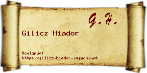 Gilicz Hiador névjegykártya